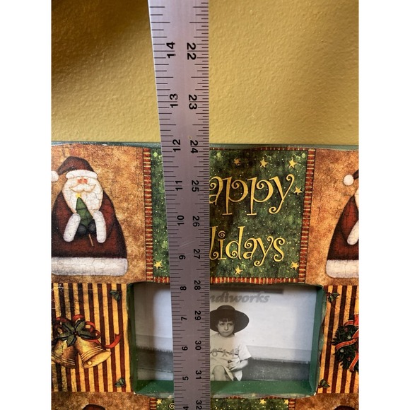Happy Holidays Santa Photo Frame 8x8" Holds 4x6"Picture Country Farm Christmas - Picture 9 of 10